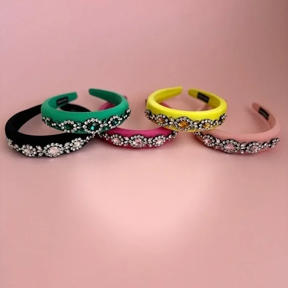 Yellow Fabric Rhinestone Headband - Picture 6 of 6